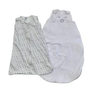 Baby Sleep Sack Bundle - Comforter Bear & Patterned Wearable Blanket (6-12M)